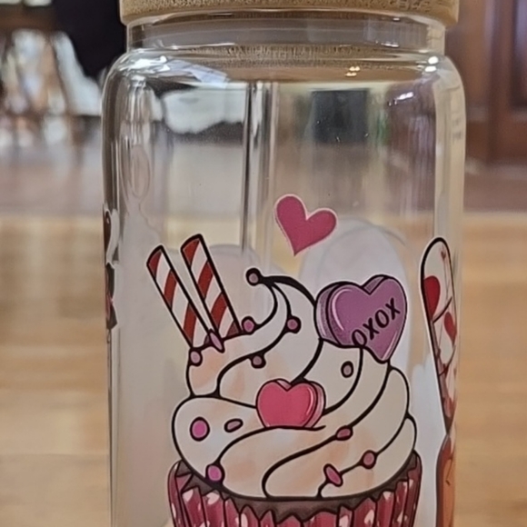 Dimple - Handmade PeaceGlass Cup 16oz. With Lid, Glass Straw, and straw cleaner. - Picture 2 of 10